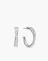 Pavé Crossover Hoop Earrings in 18K White Gold with Diamonds, 24mm